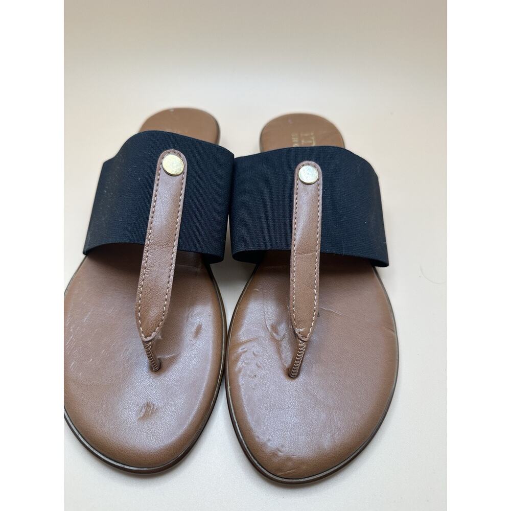 Women’s Italian Shoemakers Pope Slide/Thong Sandal Black Stretch Sz 8.5